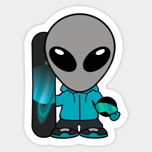 Snowboard Gray Alien Extraterrestrial Sticker